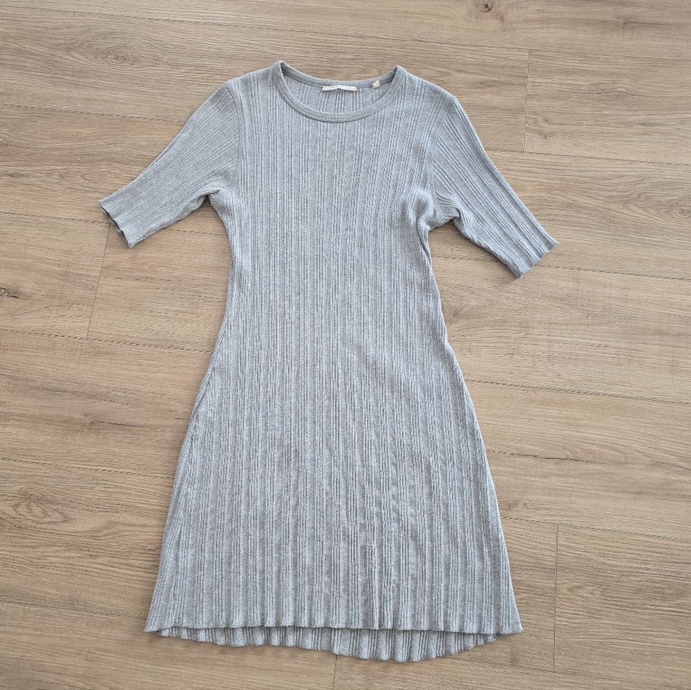 Doen Gray Ribbed Mini Dress Small